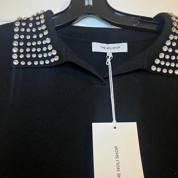 Noli Shop Crystal Polo Sweater - New With Tags - Picture 3 of 7